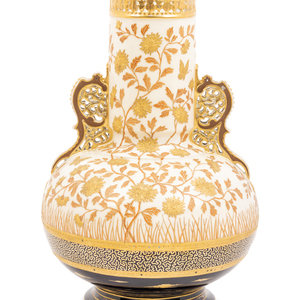 Appraisal: An Aesthetic Movement Gilt Decorated Earthenware Vase Faience Manufacturing Co