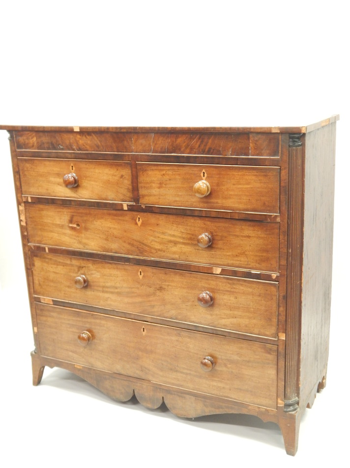 Appraisal: A thC mahogany chest of two short and three long