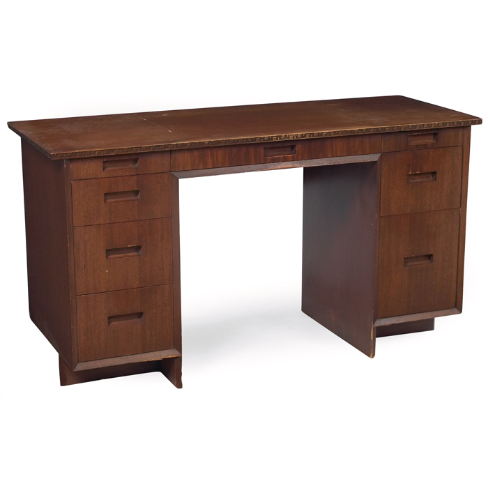 Appraisal: Frank Lloyd Wright desk manufactured by Heritage Henredon rectangular top