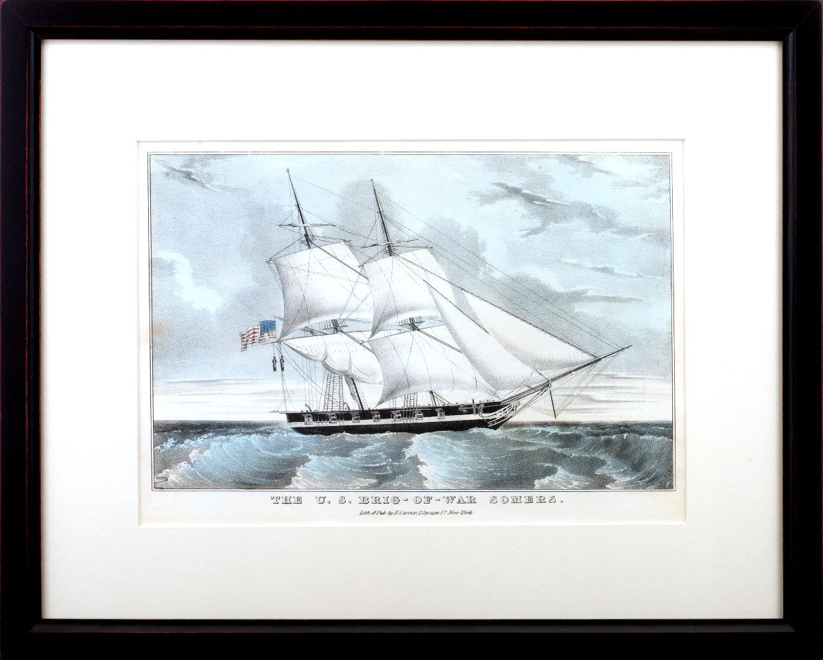 Appraisal: THE U S BRIG-OF-WAR SOMERS Depicting the hanging of two