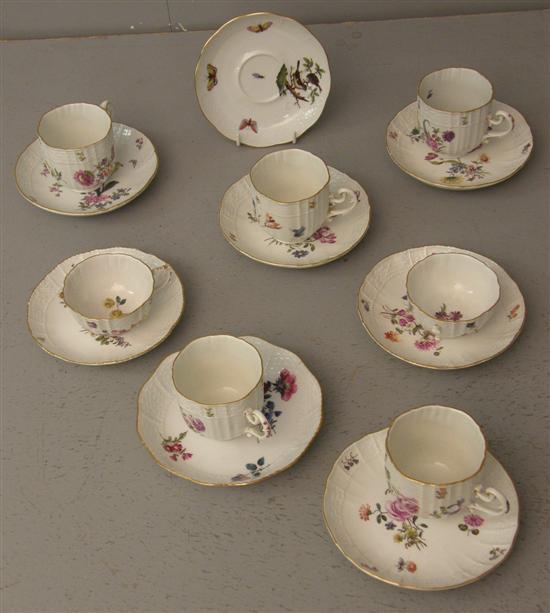 Appraisal: Set of five Dresden teacups and saucers and another saucer