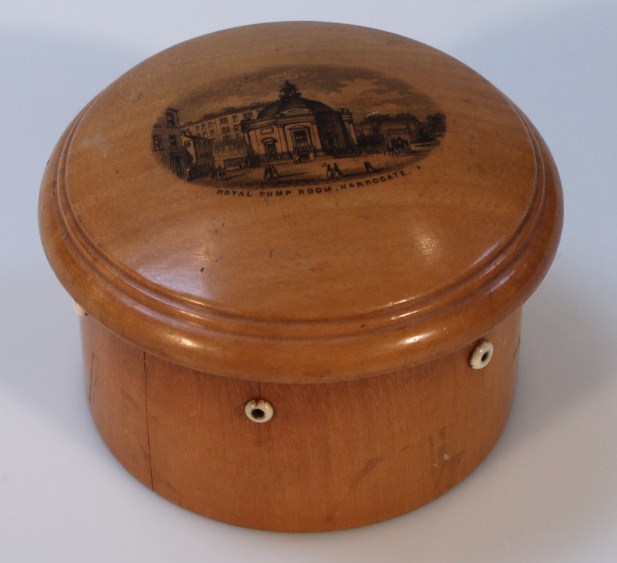 Appraisal: An early thC Mauchline ware sycamore string box the domed