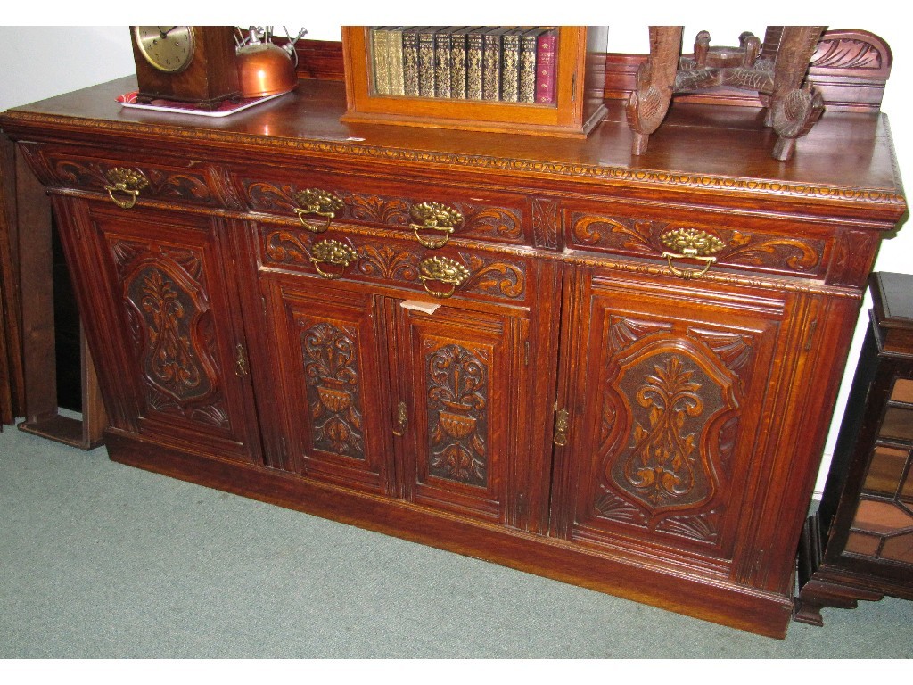 Appraisal: Victorian carved oak sideboard