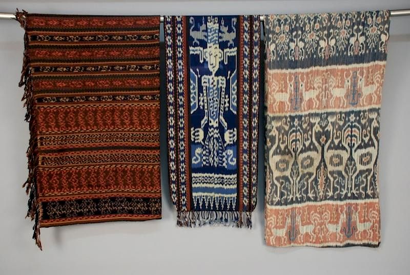 Appraisal: THREE INDONESIAN IKATS MID th C Two Sumba weaves in