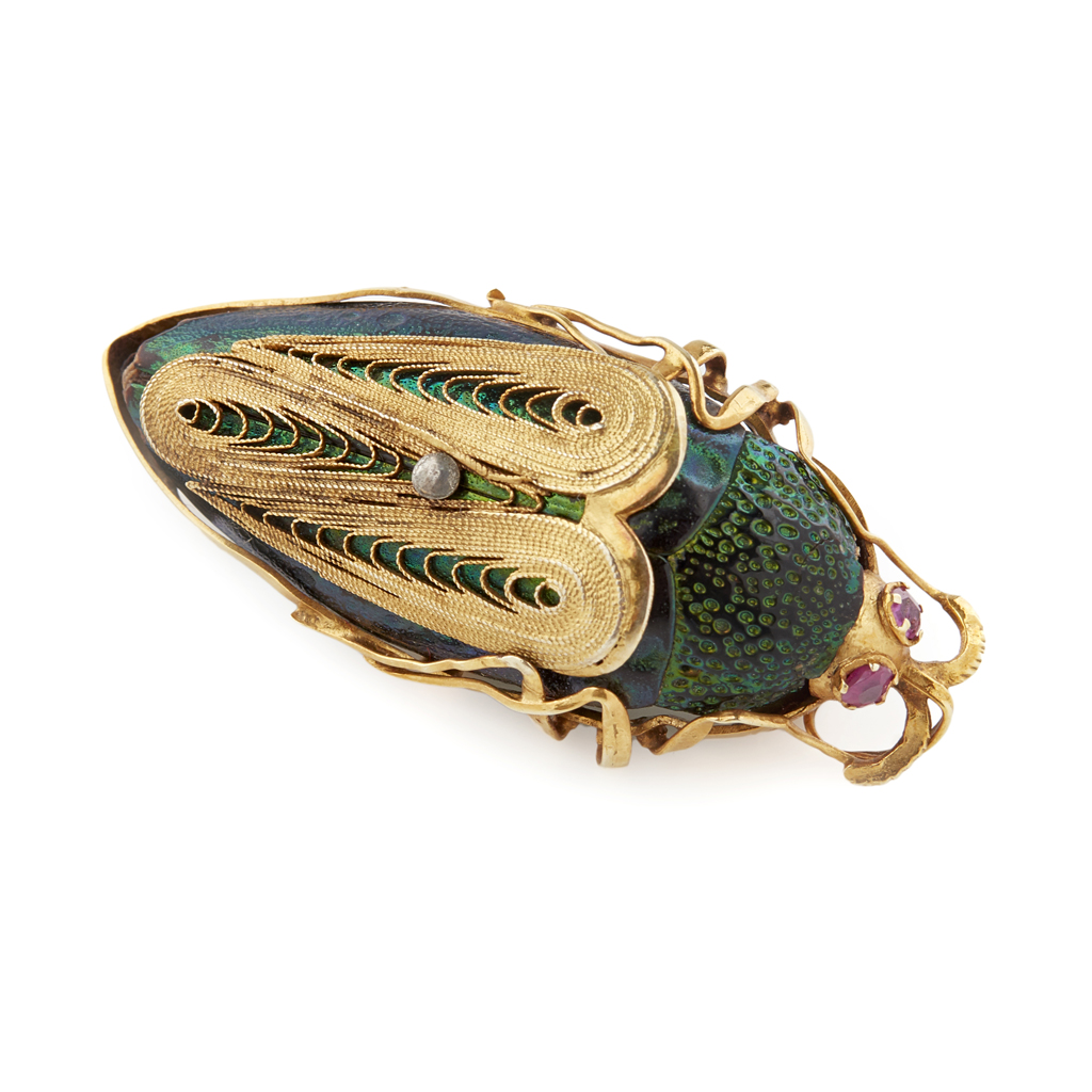 Appraisal: A gem set beetle brooch the beetle body with applied