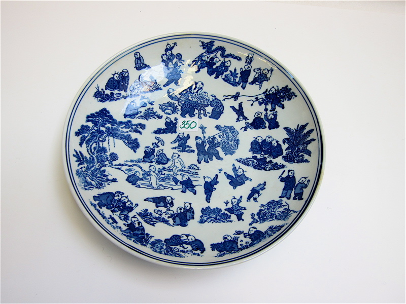 Appraisal: CHINESE CERAMIC ONE HUNDRED CHILDREN BOWL blue glaze on white