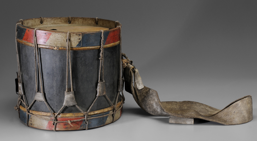 Appraisal: th Century Drum probably French wood leather string and copper