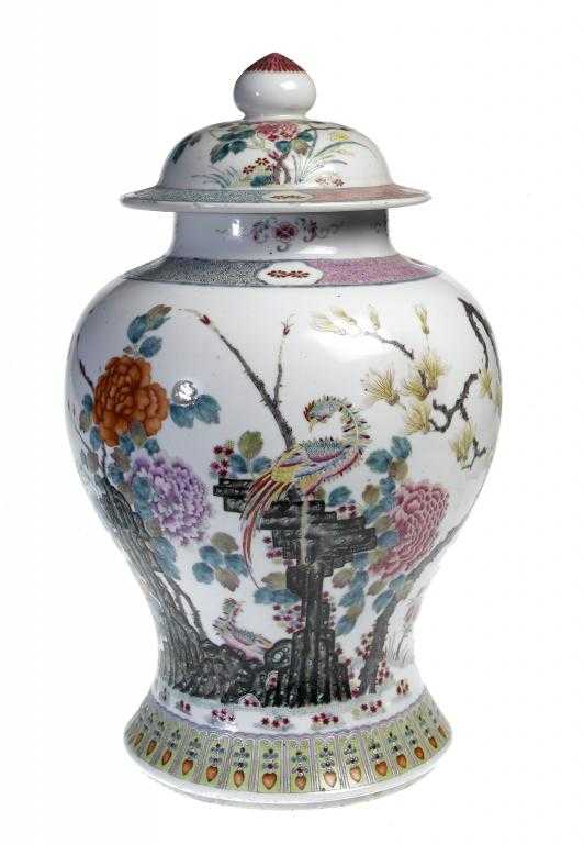 Appraisal: A CHINESE PORCELAIN VASE AND COVER of inverted baluster form