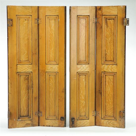 Appraisal: PAIR OF DECORATED SHUTTERS American nd half- th century wood