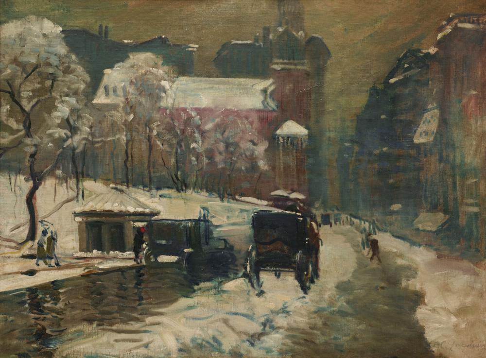 Appraisal: ARTHUR CLIFTON GOODWIN American - Snowy Tremont Street Looking Toward