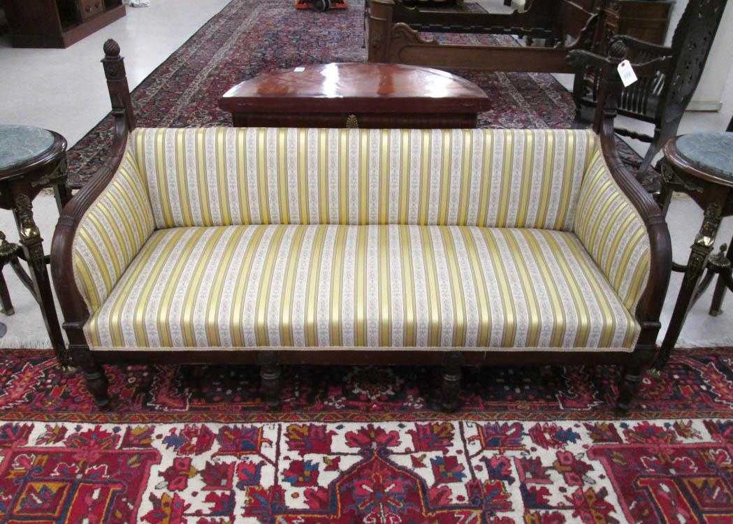 Appraisal: REGENCY UPHOLSTERED MAHOGANY SOFA English or Scottish early th century