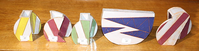 Appraisal: Michael Buckland British - at Green Dene PotteryFive asymmetrical vases