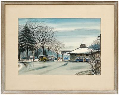 Appraisal: Norman Kenyon Chappaqua watercolor Massachusetts born the train station Chappaqua