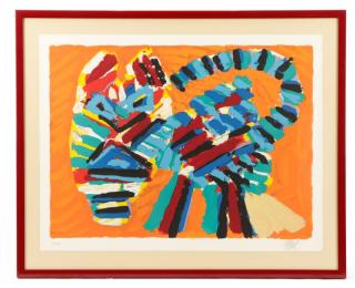 Appraisal: Karel Appel Cat Lithograph in Colors Signed Karel Christiaan Appel