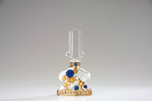 Appraisal: CZECHOSLOVAKIAN Perfume bottle in clear and frosted crystal with jeweled