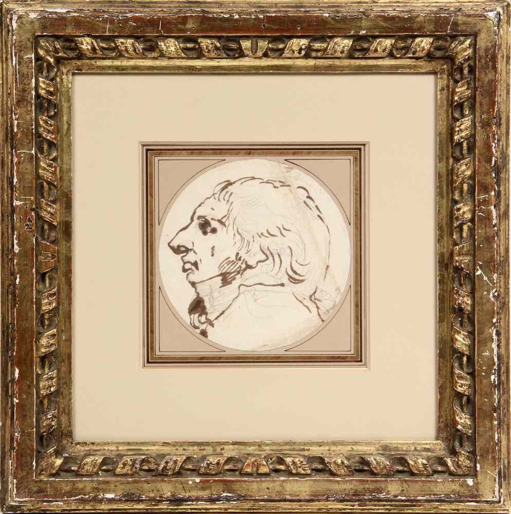 Appraisal: OLD MASTER DRAWING- unattributed Profile Portrait of a Gentleman sepia