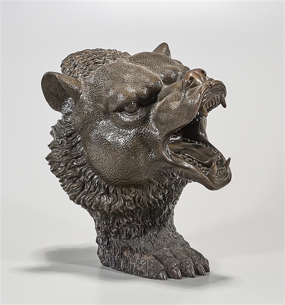 Appraisal: Chinese metal bear head sculpture x x approx Condition wear