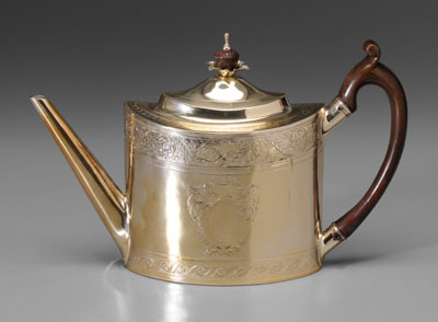 Appraisal: George III Gilt Silver Teapot English th century ovoid body