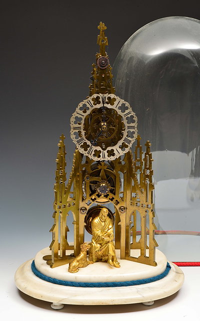 Appraisal: A Victorian Scott memorial skeleton timepiecewith silvered and pierced Roman