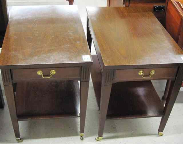 Appraisal: A PAIR OF FEDERAL STYLE MAHOGANY LAMP TABLES Mersman Furniture