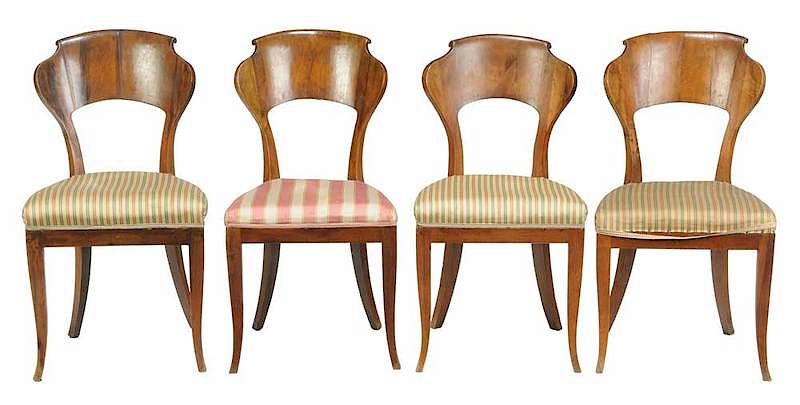 Appraisal: Set Four Biedermeier Walnut Side Chairs Continental th century each