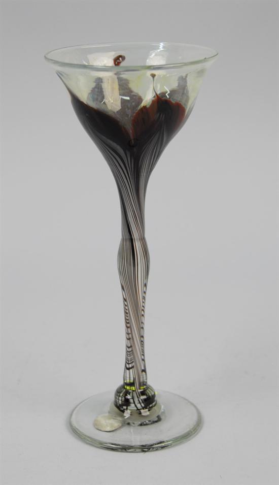 Appraisal: TIFFANY GLASS FLORIFORM VASE of milky pale green and brown