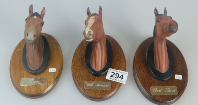 Appraisal: Beswick wall plaques as racehorse's busts comprising Troy Red Rum