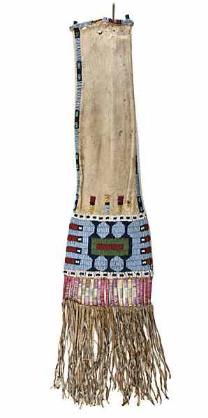 Appraisal: Nez Perce Beaded Hide Tobacco Bag sinew-sewn and beaded using