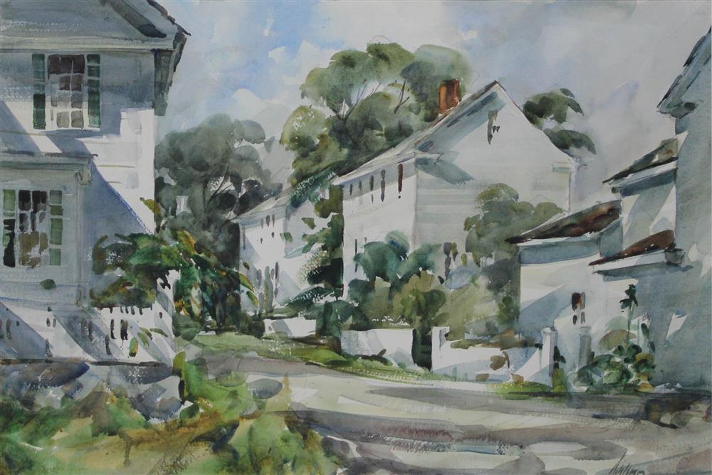 Appraisal: BETTY LOU SCHLEMM AMERICAN - WHITE HOUSES ROCKPORT MASSACHUSETTS Watercolor