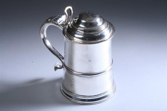 Appraisal: GEORGE III SHEFFIELD PLATE TANKARD John Holyland circa Banded waist