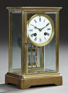 Appraisal: French Brass Crystal Regulator Mantel Clock early th c by