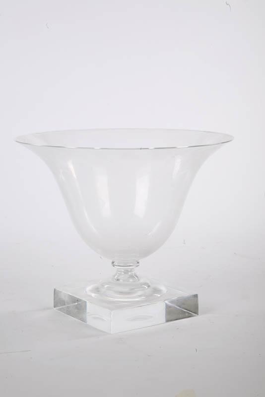 Appraisal: STEUBEN VASE Clear glass with a flared rim and stepped