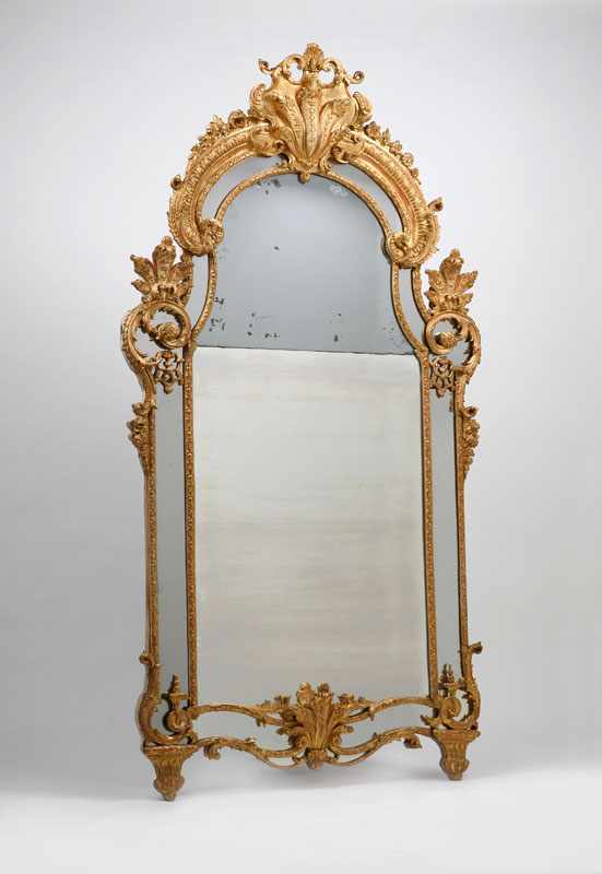 Appraisal: A large Regence style giltwood mirror th century the cartouche-form