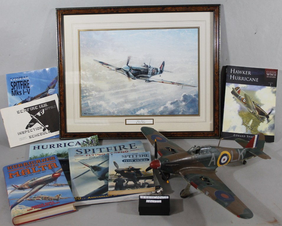 Appraisal: Various WWII related ephemera model Hurricane cm wide low and