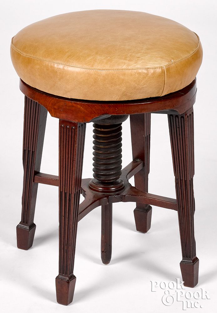 Appraisal: Philadelphia mahogany music stool Philadelphia Hepplewhite mahogany music stool possibly