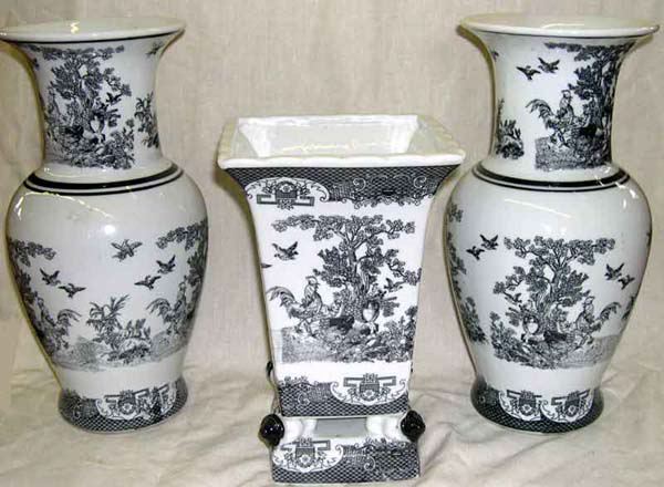 Appraisal: Large and Attractive Three-Piece Chinese Export Porcelain Mantel Garniture in