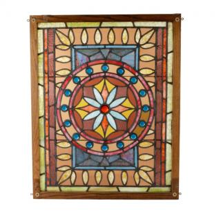 Appraisal: Leaded and Stained Glass Floral Motif Window American th century