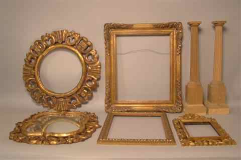 Appraisal: GROUP OF FIVE ASSORTED GILTWOOD FRAMES one mounted with as