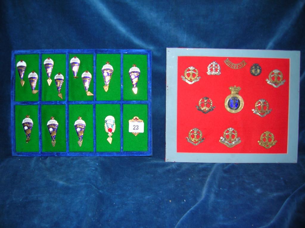 Appraisal: Thirteen Soviet Union Parachute Qualification and Jump badges together with