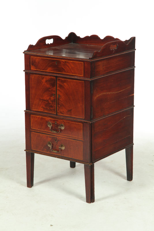 Appraisal: HEPPLEWHITE WASHSTAND AND COMMODE England early th century mahogany Flame