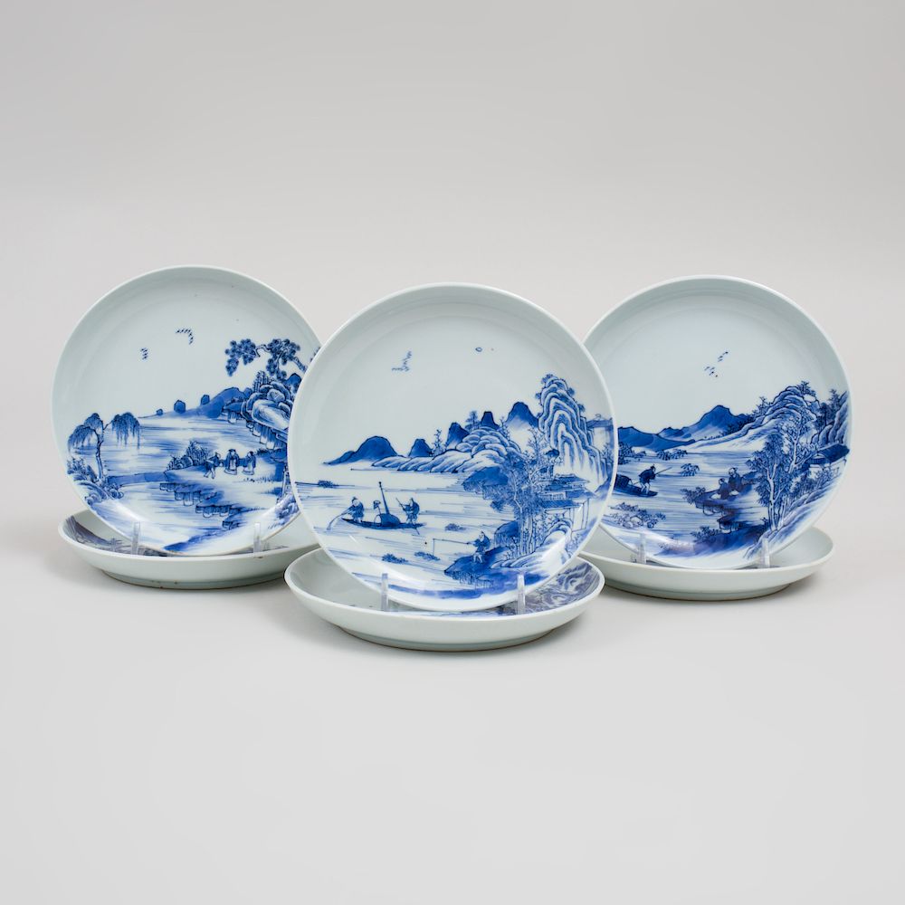 Appraisal: Set of Six Chinese Blue and White Porcelain Dishes Each