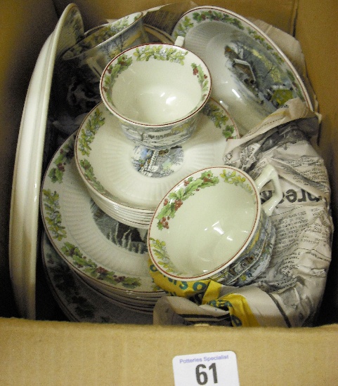 Appraisal: Adams Ironstone part Dinner Tea set with Christmas Skating Scenes