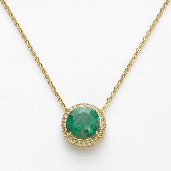 Appraisal: An emerald yellow diamond and k gold pendant with chain