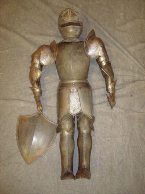 Appraisal: Knight suit of armor Miniature From Queens NY estate Dimensions