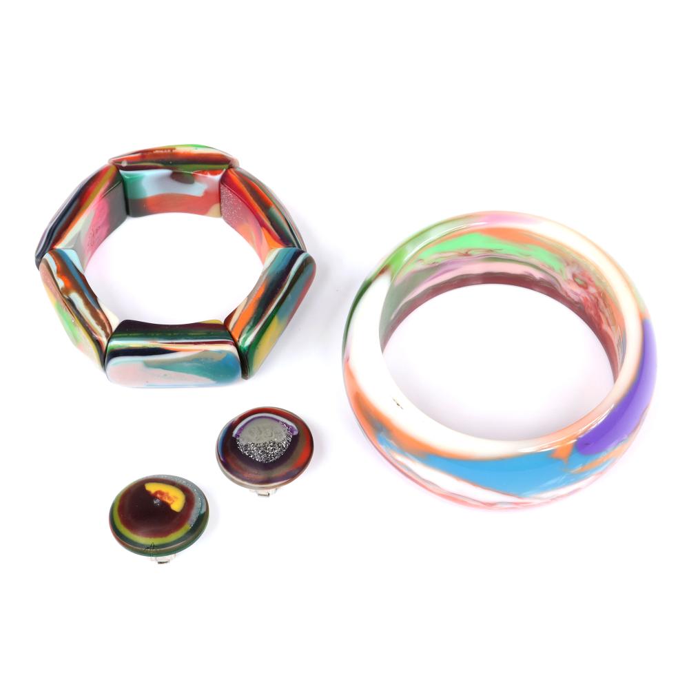 Appraisal: CARLOS SOBRAL JACKIE BRAZIL DESIGNER PC MULTI COLORED RESIN BANGLE