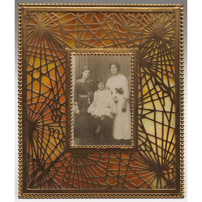 Appraisal: Tiffany Studios frame bronze in the Pine Needle pattern over