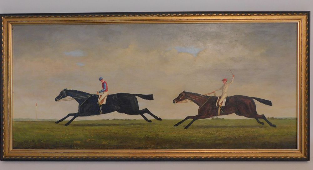 Appraisal: OIL PAINTING ENGLISH HORSE RACE th century oil on panel