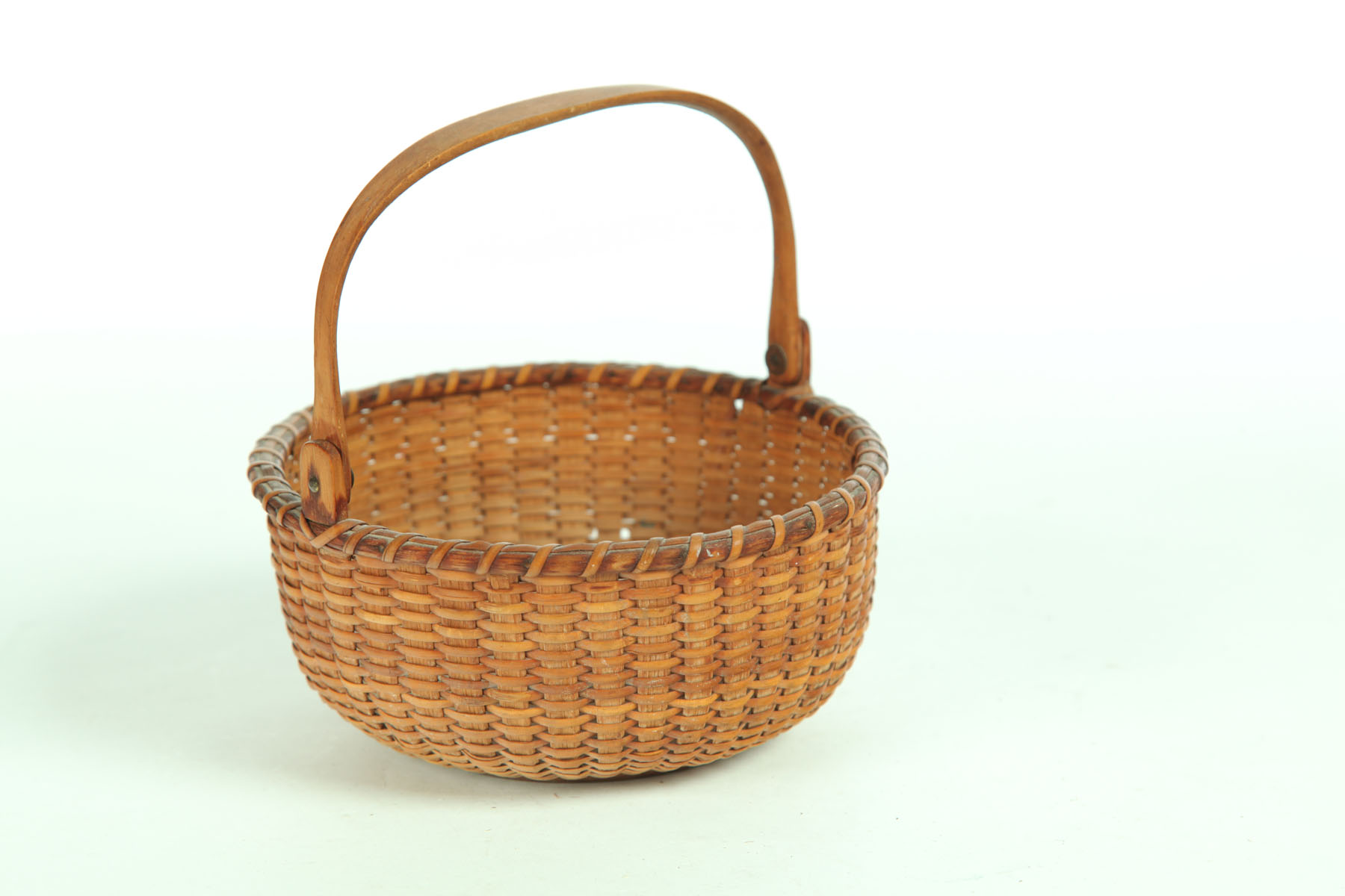 Appraisal: NANTUCKET BASKET American st half- th century Woven cane with