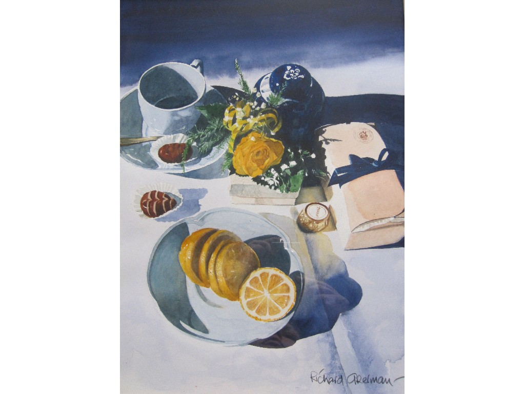 Appraisal: RICHARD AKERMAN Watercolour 'Tea and Oranges' signed x