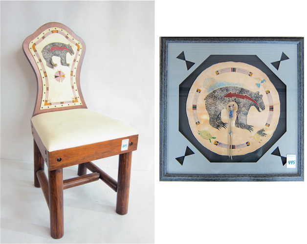 Appraisal: PAINTING AND MATCHING SIDE CHAIR both by artist Charlie G